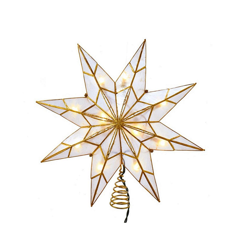 Kurt Adler 10-Light Capiz Treetop, Gold Star, 14 Inches Image