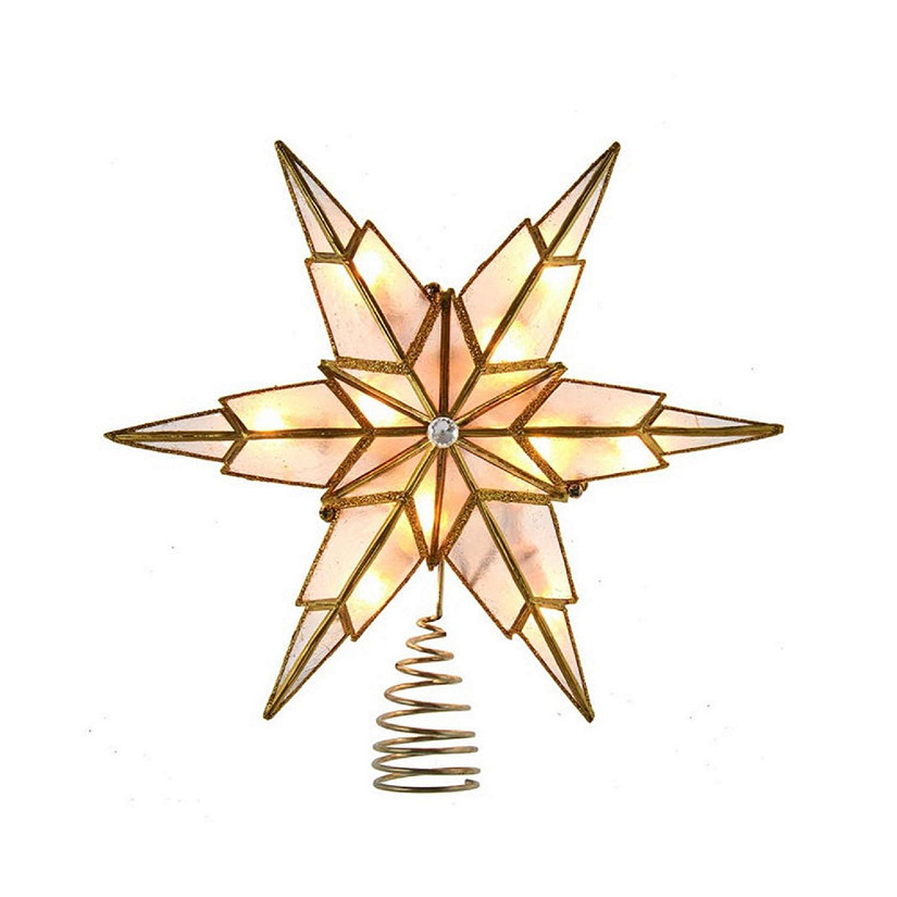 Kurt Adler 10-Light Capiz Treetop, Gold Star, 9 Inches Image