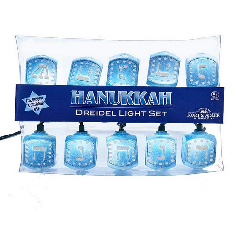 Kurt Adler 10 Light Hanukkah Dreidel Light String 11.5 Feet Blue UL4327 Image
