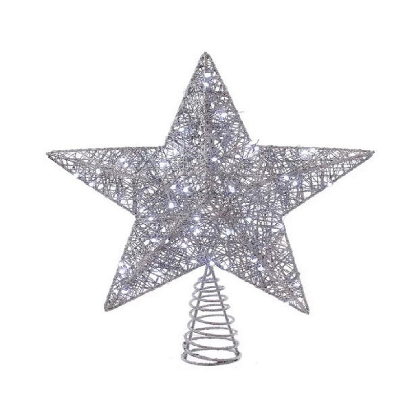 Kurt Adler 45 Light LED Silver Star Christmas Tree Topper 13 Inch JEL0317 Image