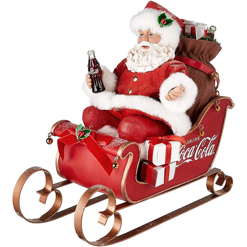 Kurt Adler CC5202 Coca-Cola Santa in Sleigh Tabletop Christmas Decoration, 10 inches Image