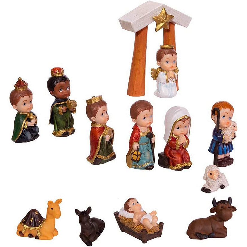 Kurt Adler Childrens Christmas Nativity Set Decor, 13-Piece Set Image