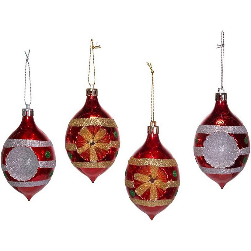 Kurt Adler Christmas Ornament Set 4 Piece, Plastic Set, MultiColored