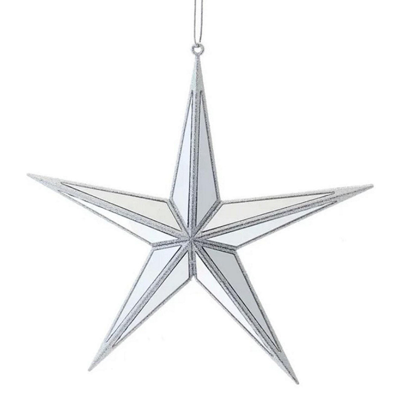 Kurt Adler Christmas Tree Ornmament, Silver Mirrored Five-point Star, 11 Inches Image