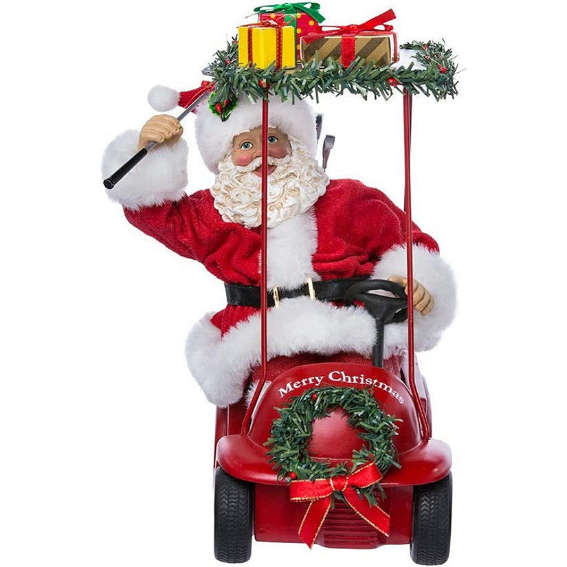 Kurt Adler Fabriche Santa Driving Golf Cart Christmas Figurine, 11.25