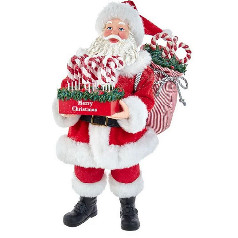 Kurt Adler Fabriche Santa With Candy Cane Tray Figurine 10.5 Inch Multicolor Image