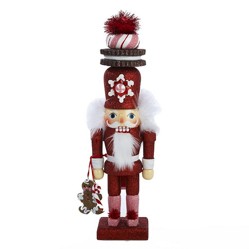 Kurt Adler Hollywood Red Gingerbread Nutcracker with Cookie Hat, 12 inches Image