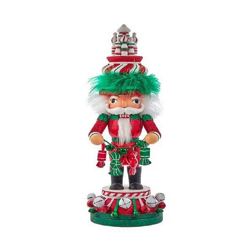 Kurt Adler Hollywood Red White and Green Candy Tower Hat Nutcracker 15 Inch Image