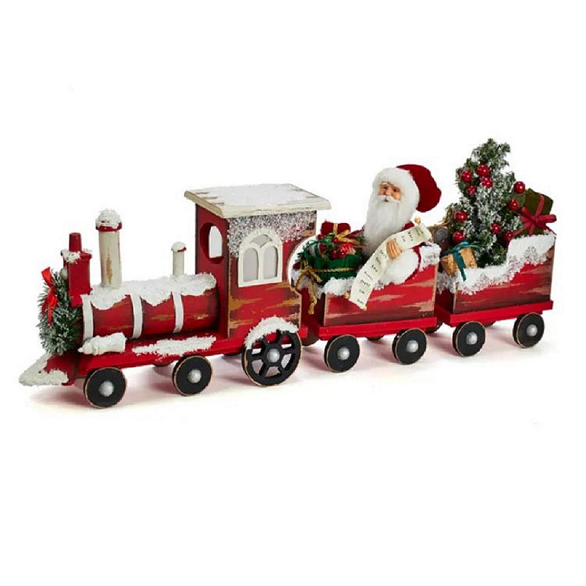 Kurt Adler Kringles Santa On Train Christmas Figurine 30.5 Inch Multicolor Image