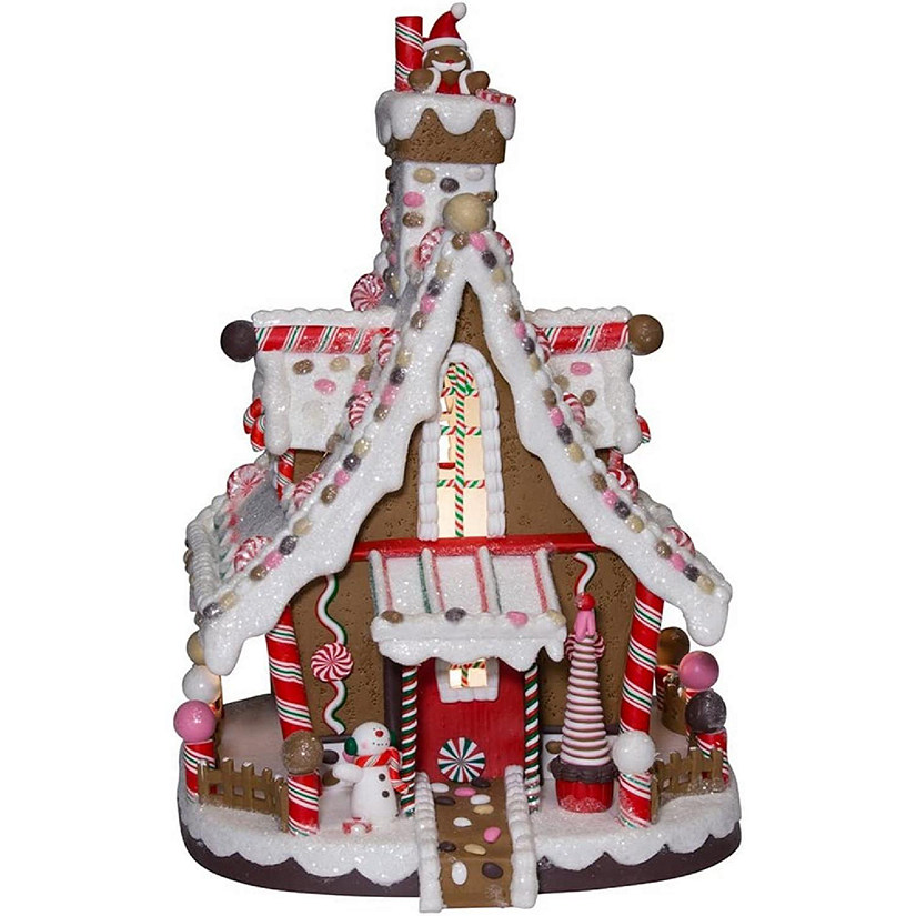 Kurt Adler Lighted Christmas Clay Gingerbread House Decoration, 12