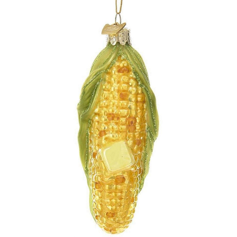 Kurt Adler Noble Gems Collection Corn On The Cob Glass Ornament, 4.5 Inches Image