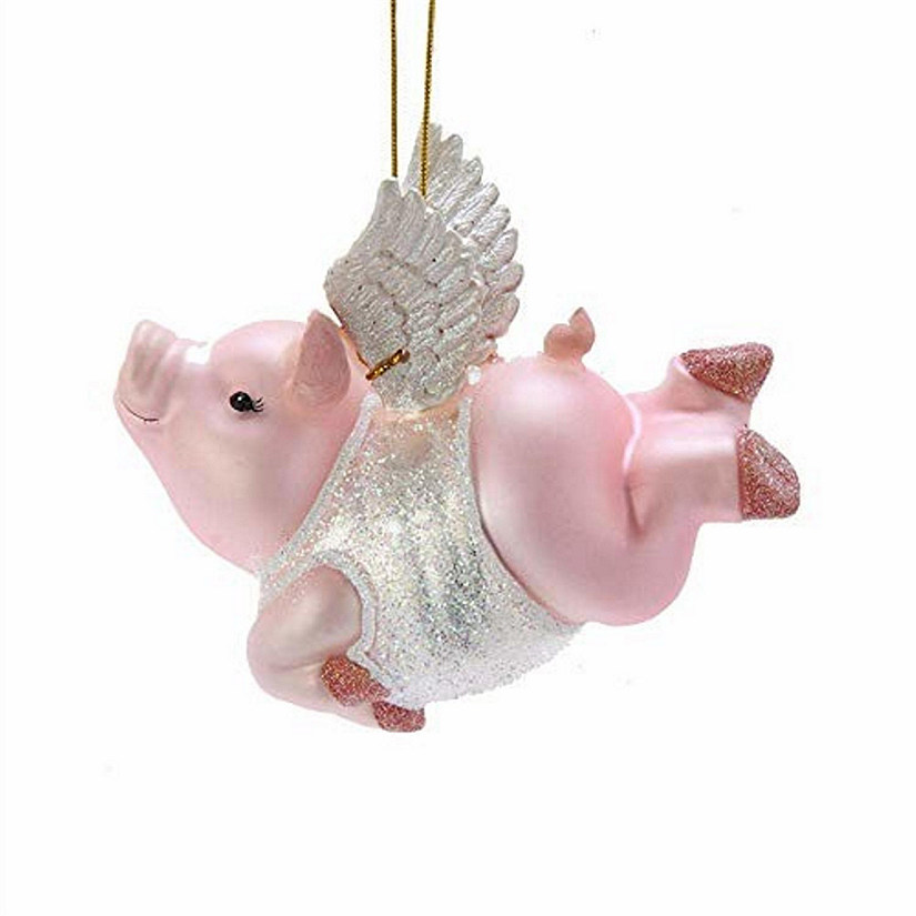 Kurt Adler Noble Gems Glass Ornament, Flying Pig with Wings Image