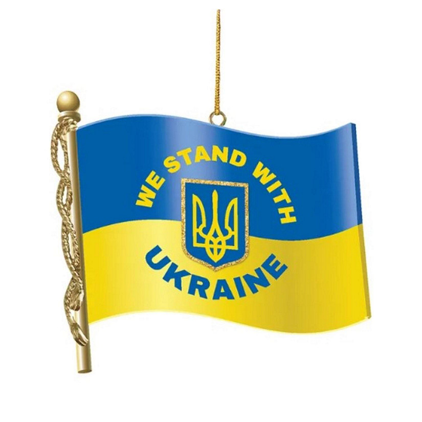 Kurt Adler Resin  InchesWe Stand With Ukraine Inches Flag Ornament Image