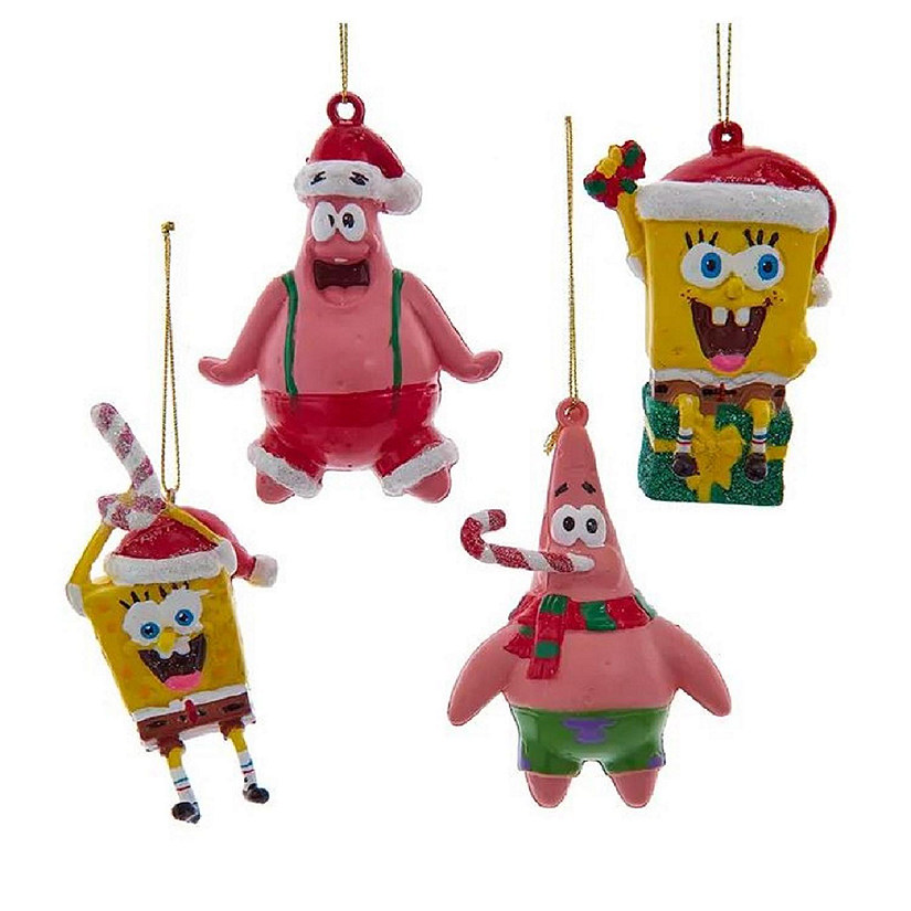 Kurt Adler SpongeBob Squarepants and Patrick Ornaments 4 Piece Set 3.5 Inch Image