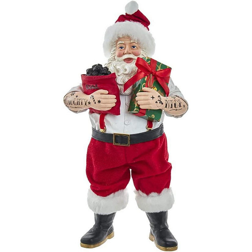 Kurt S. Adler Fabriche Tattoos Santa, Multi-Colored, 10.5-Inches