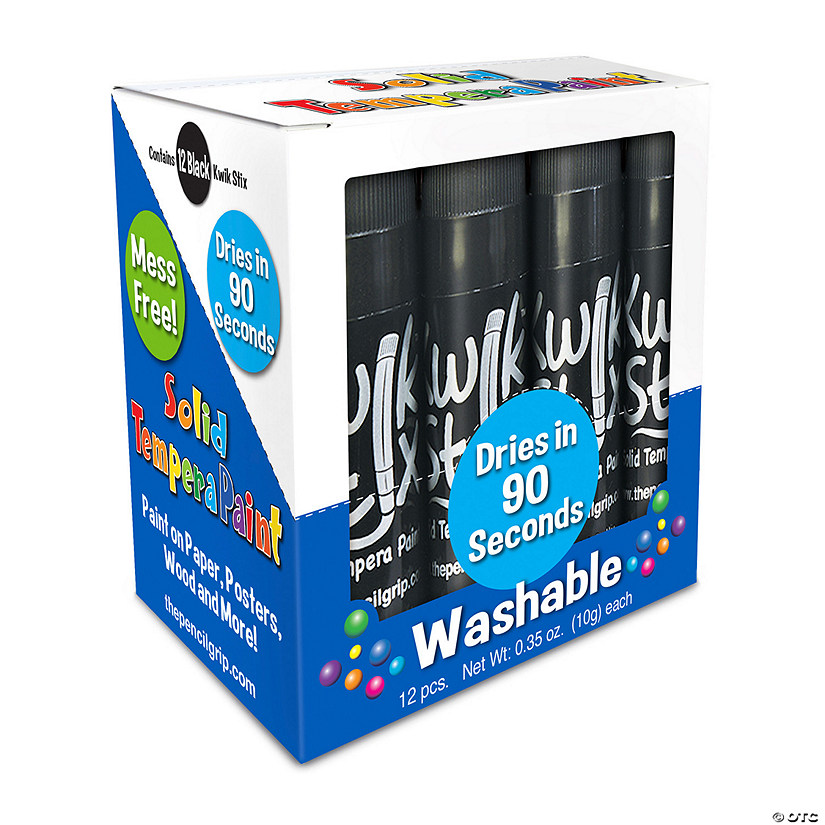 Kwik StiProper Solid Tempera Paint Sticks, Single Color Pack, Black, Pack of 12 Image