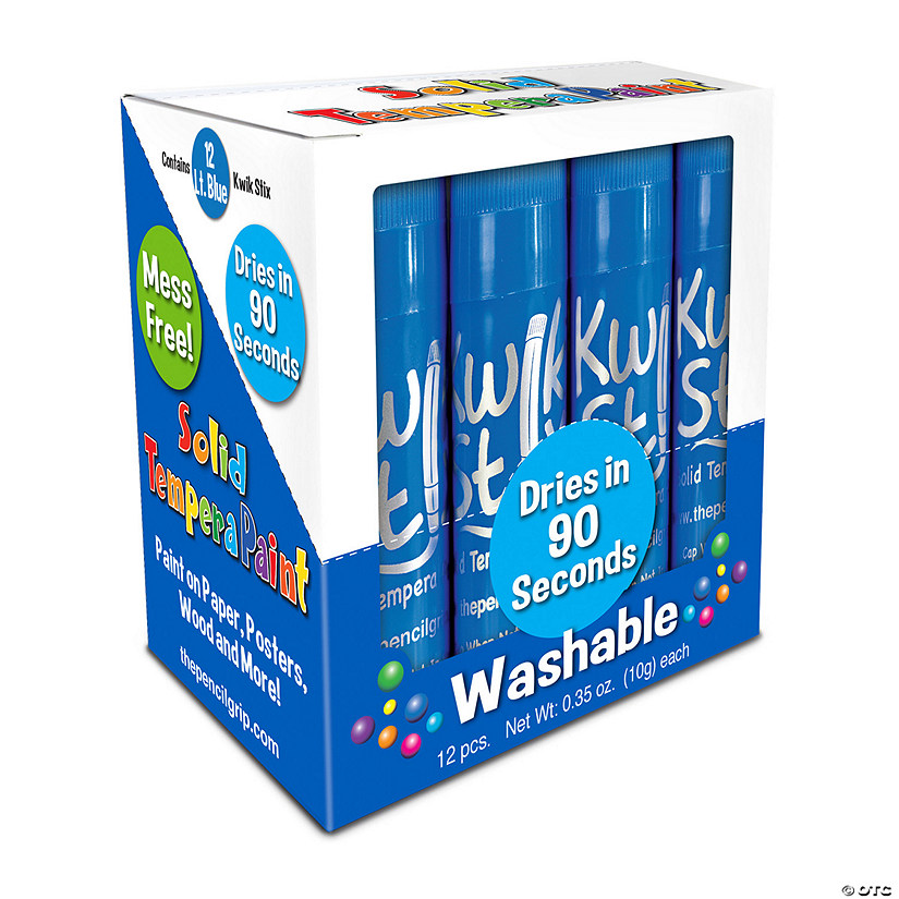 Kwik StiProper Solid Tempera Paint Sticks, Single Color Pack, Light Blue, Pack of 12 Image
