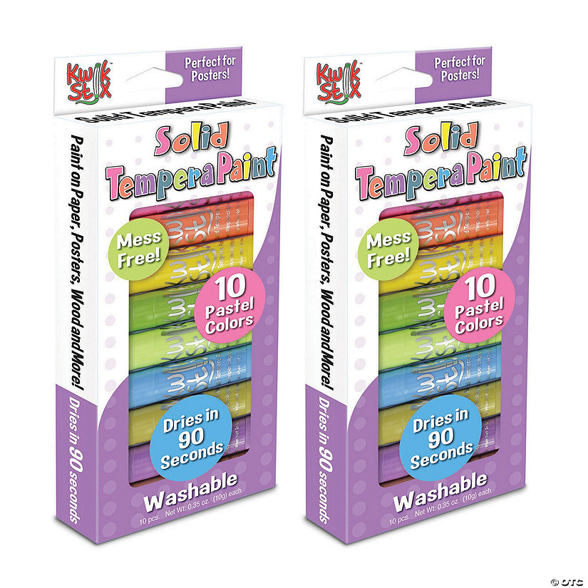 Kwik&amp;#8482; Stix Tempera Paint, Pastel Tones, 10 Per Pack, 2 Packs Image