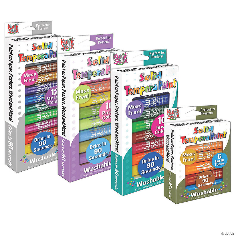 Kwik&#8482; Stix Tempera Paint Sticks, Metalix, Earth, Jewel & Pastel Tones, 38 Colors Image