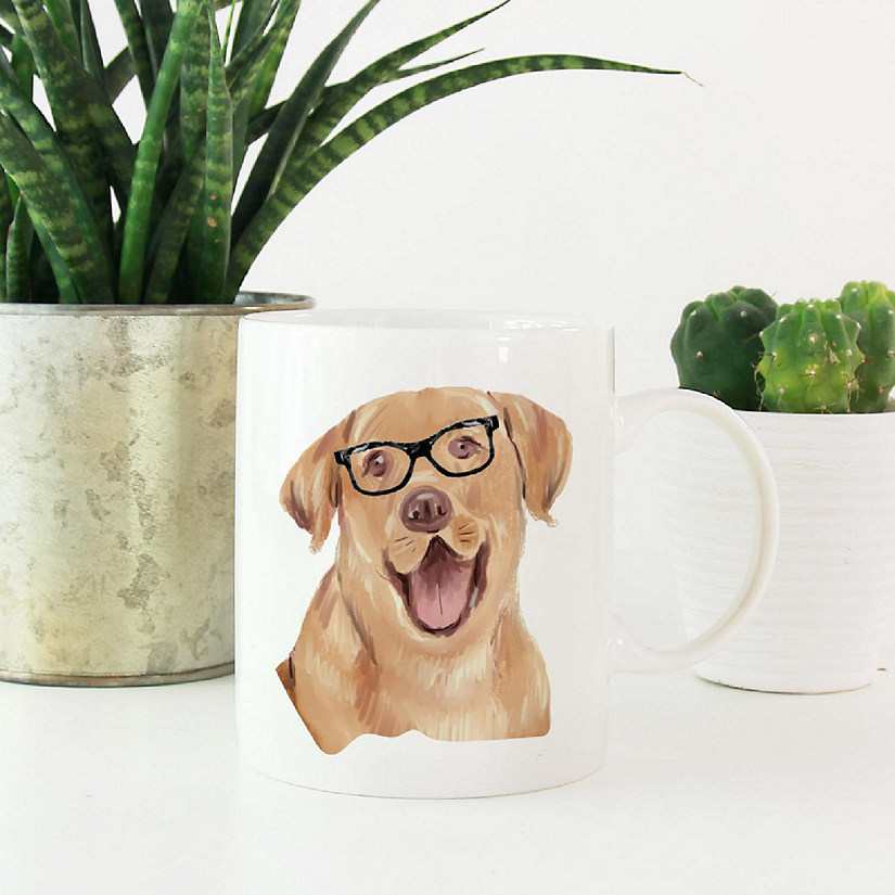 Labrador Black Glasses Ceramic Mug Image