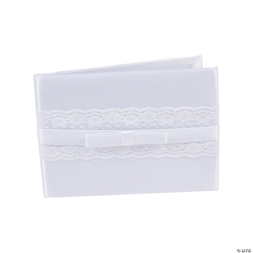 Lace Trim Wedding Guest Book Image
