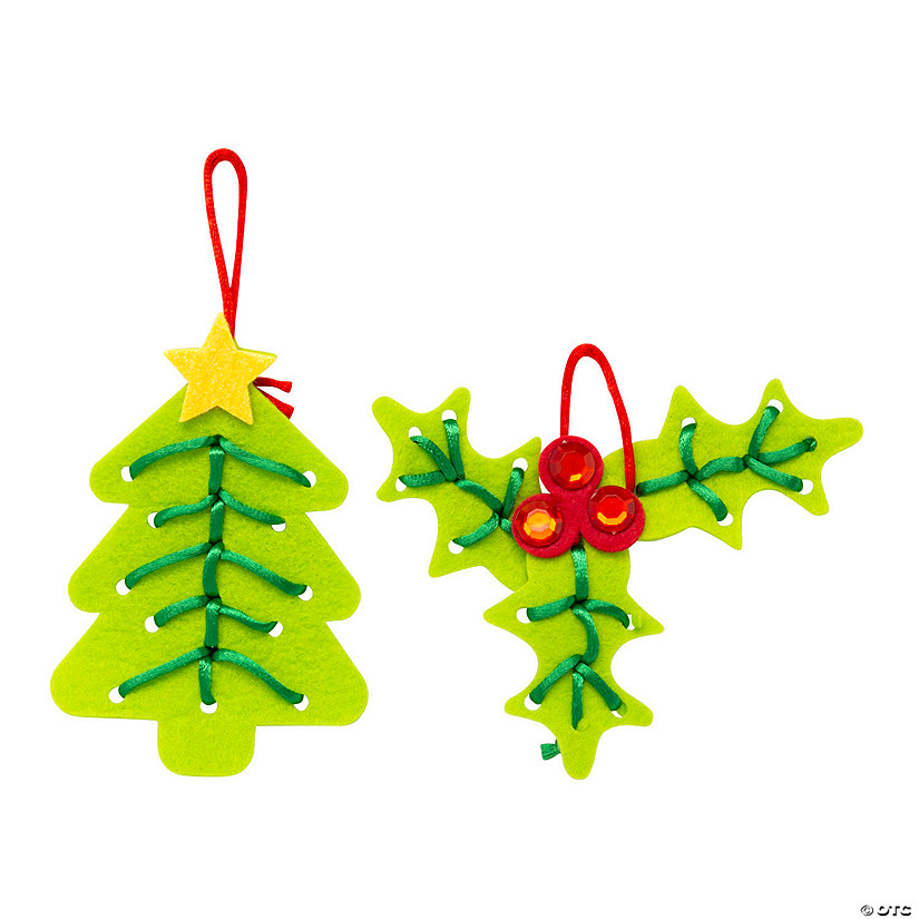 Lacing Felt Christmas Ornament Craft Kit - Makes 12 Image