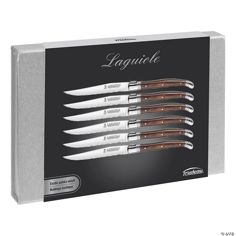 Laguiole Wood Handle Steak Knives Set Of 6-Brown & Gray Image