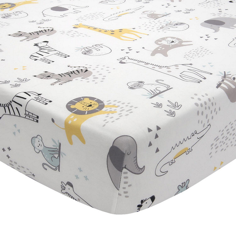 Lambs & Ivy Animal Jungle Soft 100% Cotton Jersey Baby Fitted Crib Sheet Image