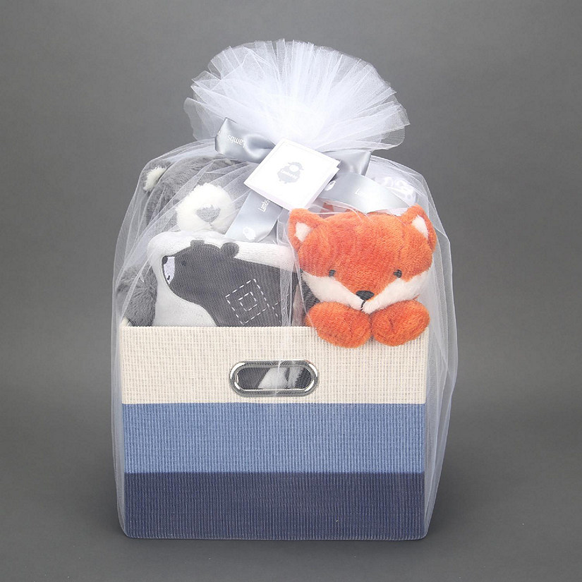 Lambs & Ivy Blue 5-Piece Baby Gift Basket for Baby Shower/Newborn Welcome Home Image