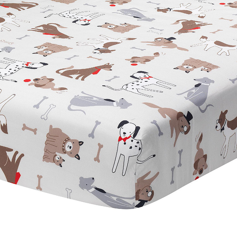 Lambs & Ivy Bow Wow Dog/Puppy Breathable 100% Cotton Baby Fitted Crib Sheet Image