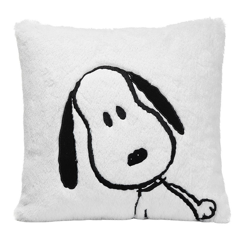 Lambs & Ivy Classic Snoopy White/Black Furry Decorative Nursery Throw Pillow Image