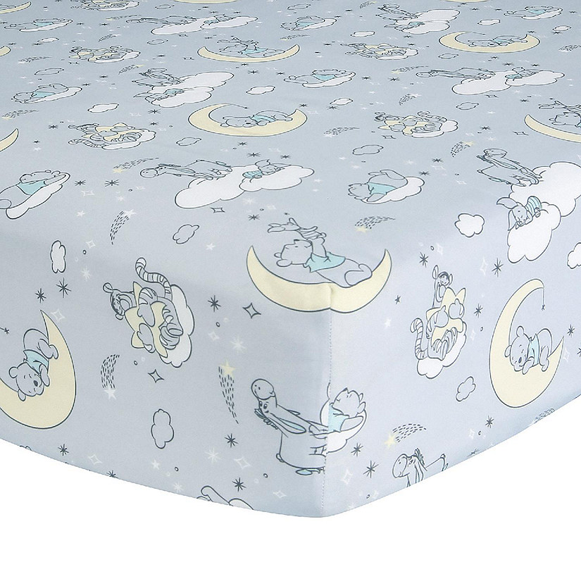 Lambs & Ivy Disney Baby Cozy Friends Winnie the Pooh Gray Fitted Crib Sheet Image