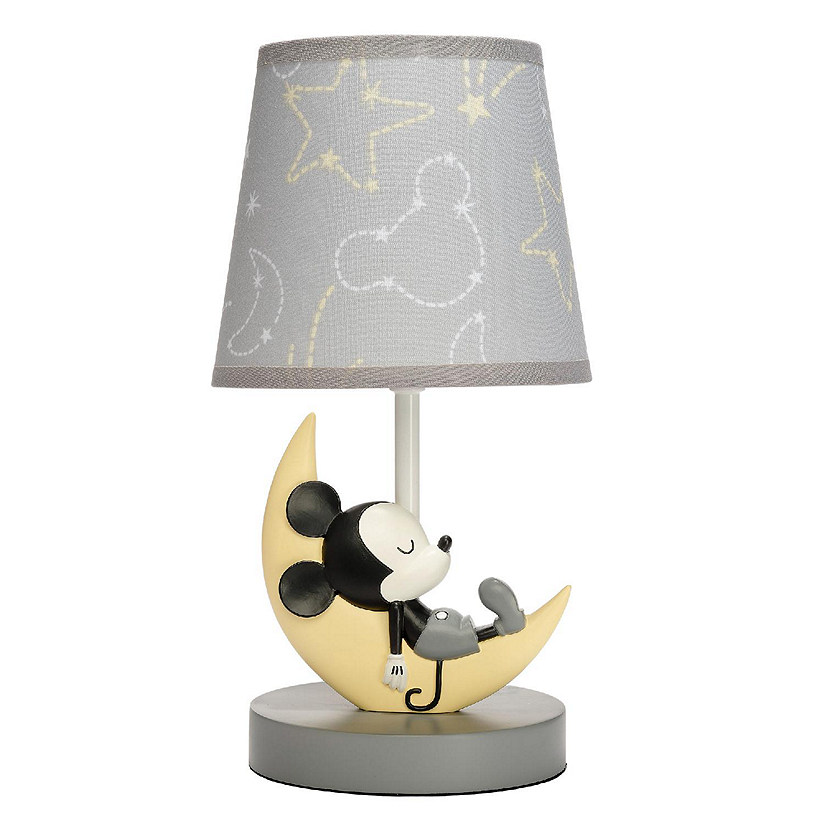Lambs & Ivy Disney Baby Mickey Mouse Gray Celestial Lamp with Shade & Bulb Image