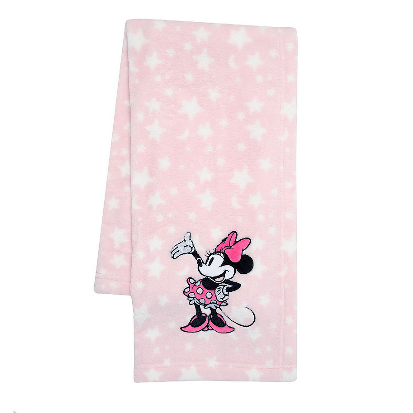 Lambs & Ivy Disney Baby Minnie Mouse Stars Pink Soft Fleece Baby Blanket Image