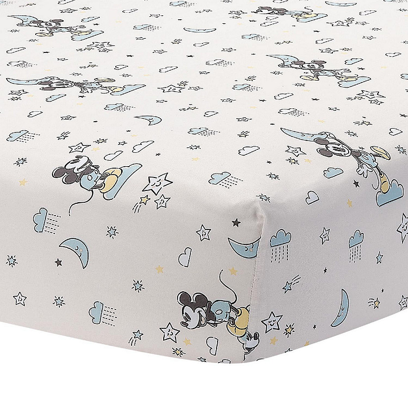Lambs & Ivy Disney Baby Moonlight Mickey Mouse Fitted Crib Sheet - White Image