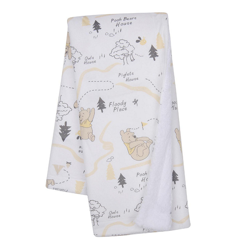 Lambs & Ivy Disney Baby Pooh and the Hundred Acre Woods White Baby Blanket Image