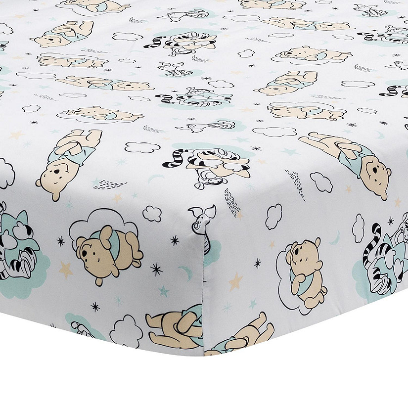 Lambs & Ivy Disney Baby Winnie the Pooh Hugs White Fitted Crib Sheet Image