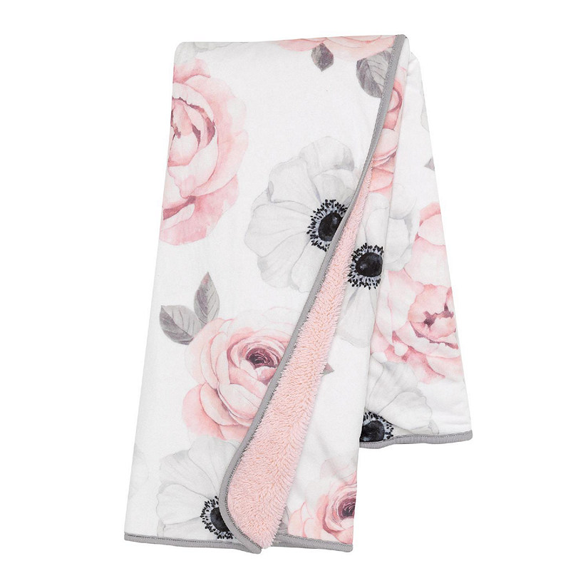 Lambs & Ivy Floral Garden Watercolor Floral Pink Ultra Soft Baby Blanket Image