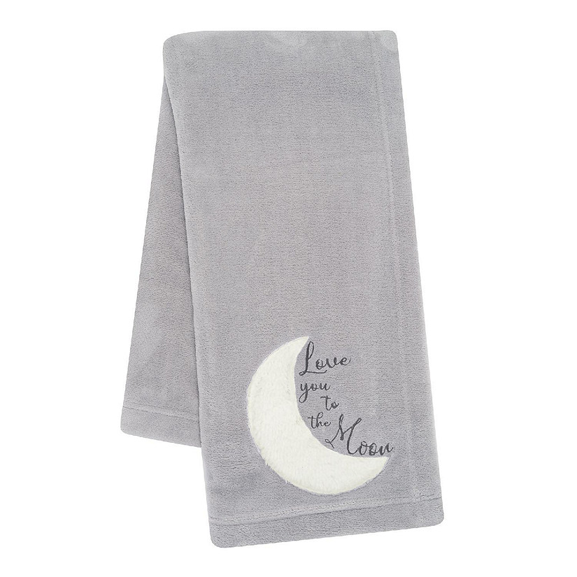 Lambs & Ivy Goodnight Moon Gray Appliqued and Embroidered Fleece Baby Blanket Image