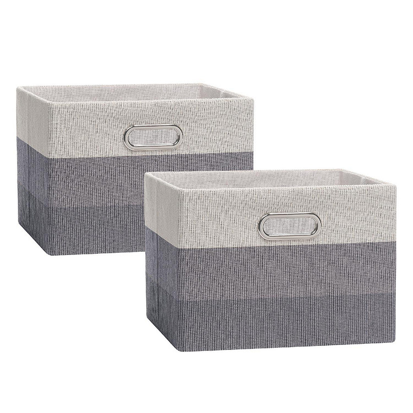 Lambs &amp; Ivy Gray Ombre Foldable/Collapsible Storage Bin/Basket- 2 Pack Image
