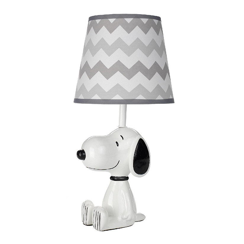 Lambs & Ivy Snoopy Lamp with Shade & Bulb - White/Black/Gray Image