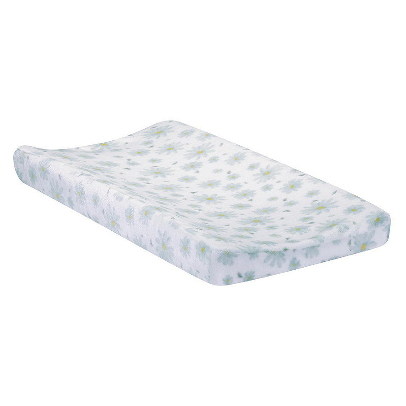 Lambs & Ivy Sweet Daisy White/Blue Flowers Changing Pad Cover Image