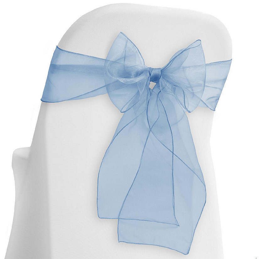 Lann's Linens 10 Organza Wedding Chair Cover Bow Sashes - Ribbon Tie Back Sash - Baby Blue Image