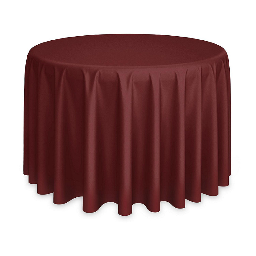 Lann's Linens 10 Pack 120" Round Wedding Banquet Polyester Fabric Tablecloths - Burgundy Image