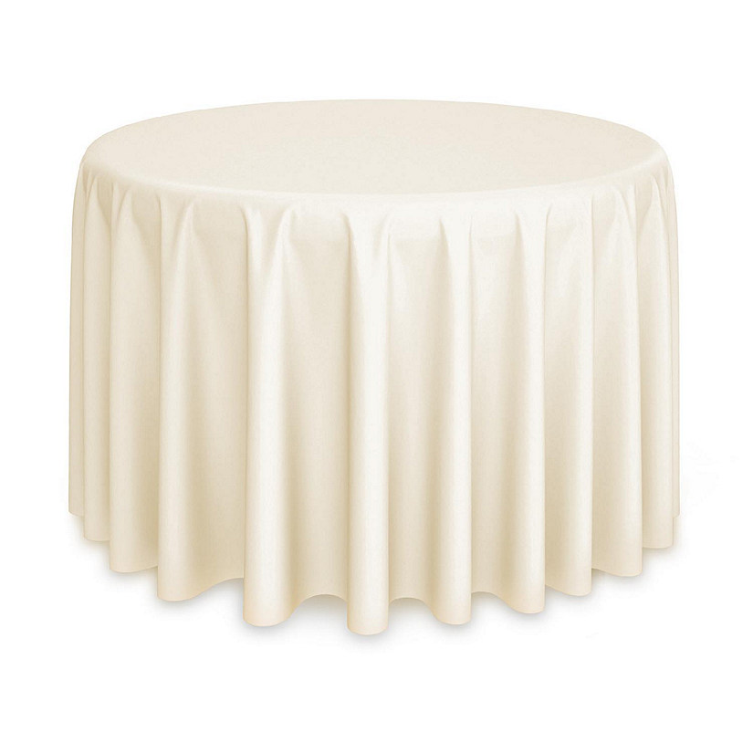 Lann's Linens 10 Pack 132" Round Wedding Banquet Polyester Fabric Tablecloths - Ivory Image