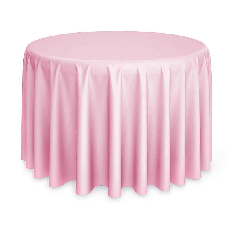 Lann's Linens 10 Pack 132" Round Wedding Banquet Polyester Fabric Tablecloths - Pink Image