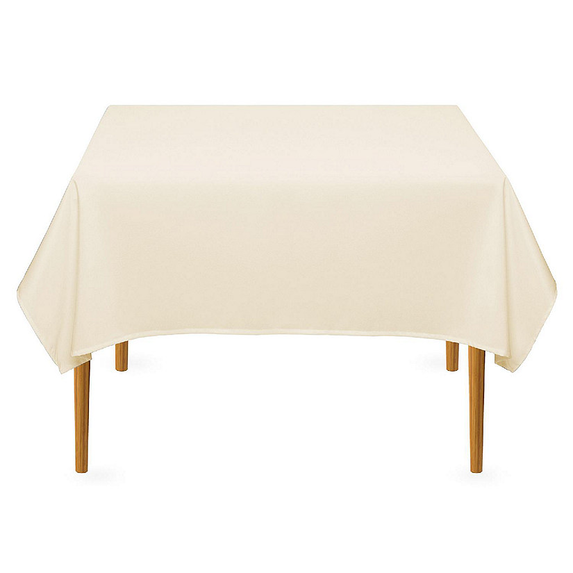Lann's Linens 10 Pack 54" Square Wedding Banquet Polyester Fabric Tablecloths - Ivory Image