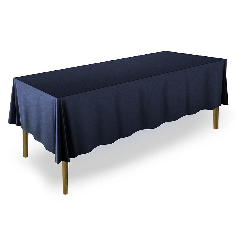 Lann's Linens 10 Pack 60"x102" Rectangular Wedding Banquet Polyester Tablecloths - Navy Blue Image