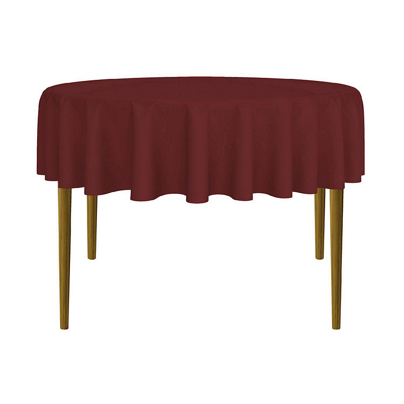 Lann's Linens 10 Pack 70" Round Wedding Banquet Polyester Fabric Tablecloths - Burgundy Image