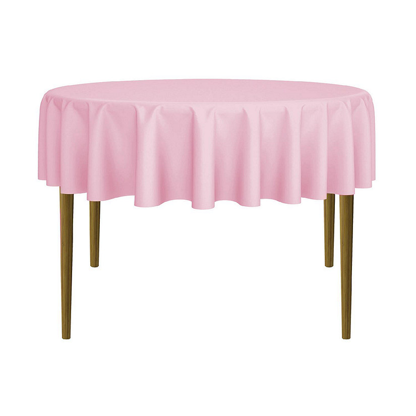 Lann's Linens 10 Pack 70" Round Wedding Banquet Polyester Fabric Tablecloths - Pink Image